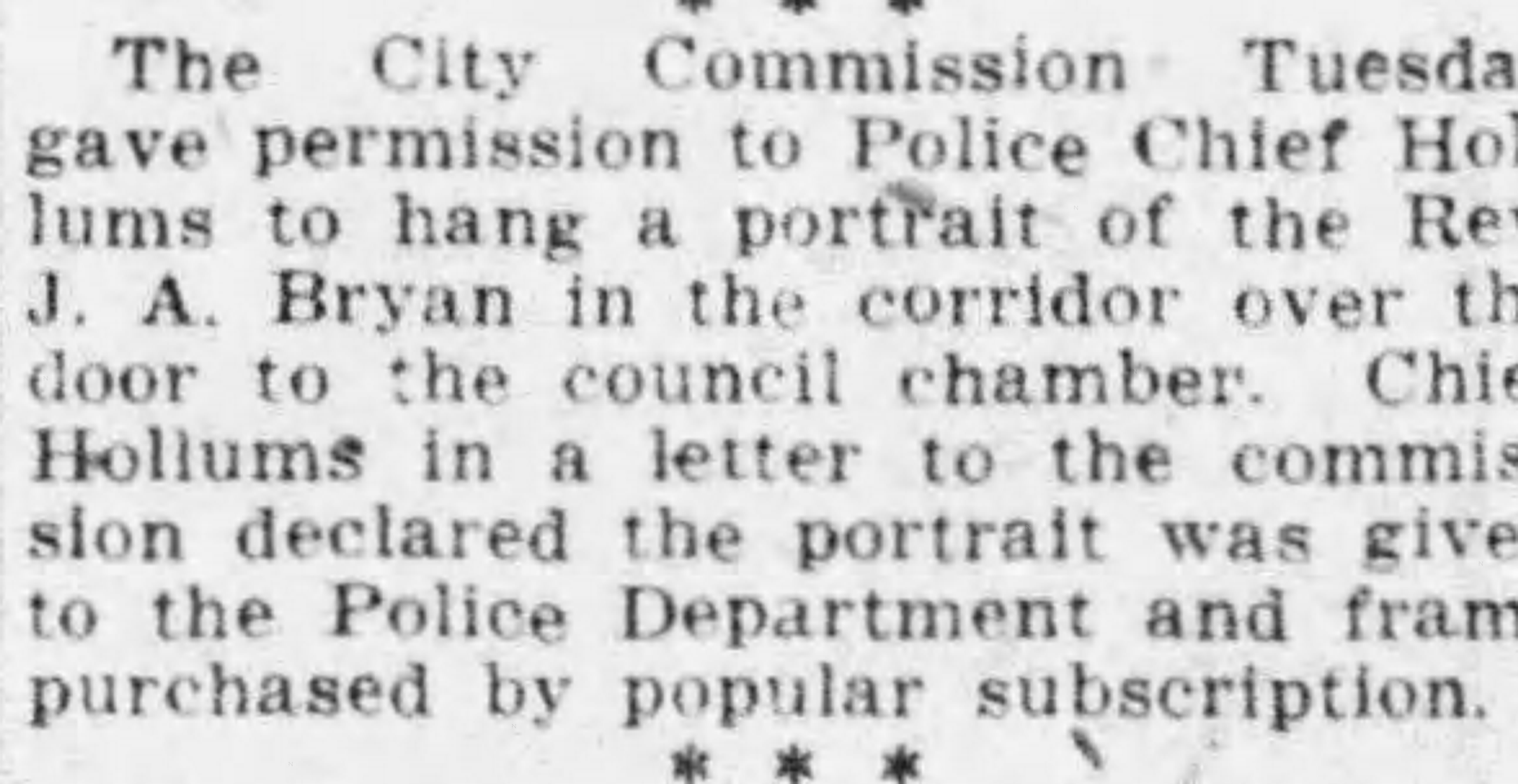 City Commission Approves Hanging Portrait